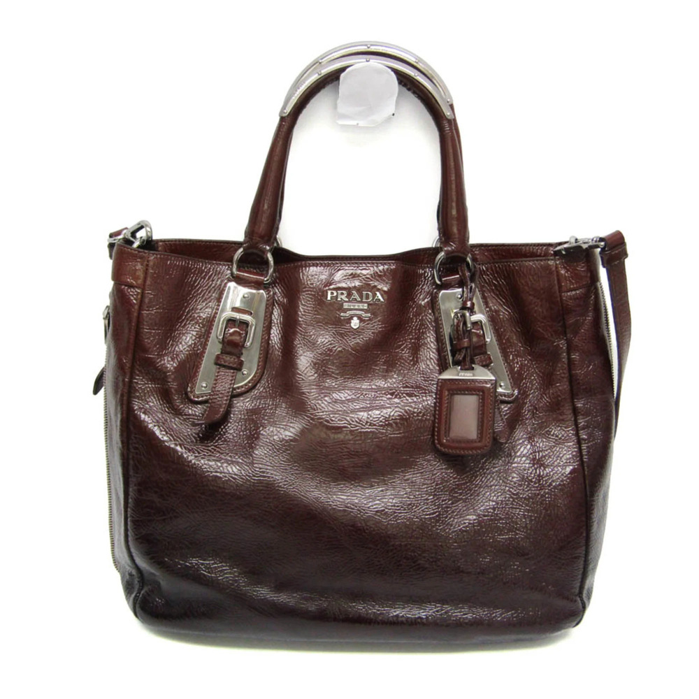 Prada Metal Parts Around Zip Bag Women's Leather,Metal Shoulder Bag,Tote Bag ...